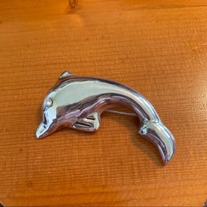 STERLING SILVER DOLPHIN PIN BROOCH